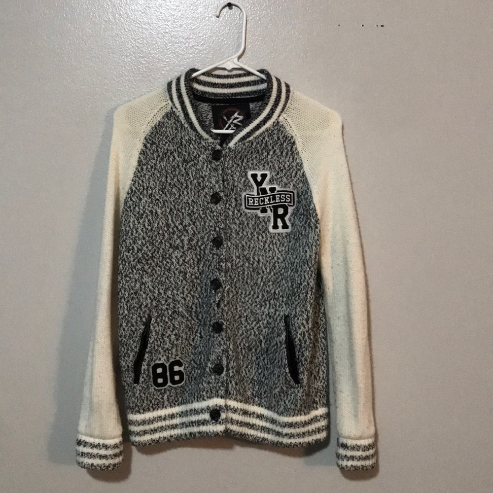 Black and white button up sweater